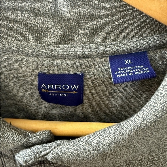 Arrow XL Long Sleeve 2 Button Soft Brushed Gray Black Cotton Blend Midweight - Picture 3 of 5